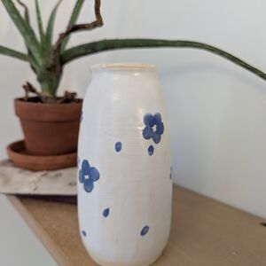White Vase with Blue Floral Design